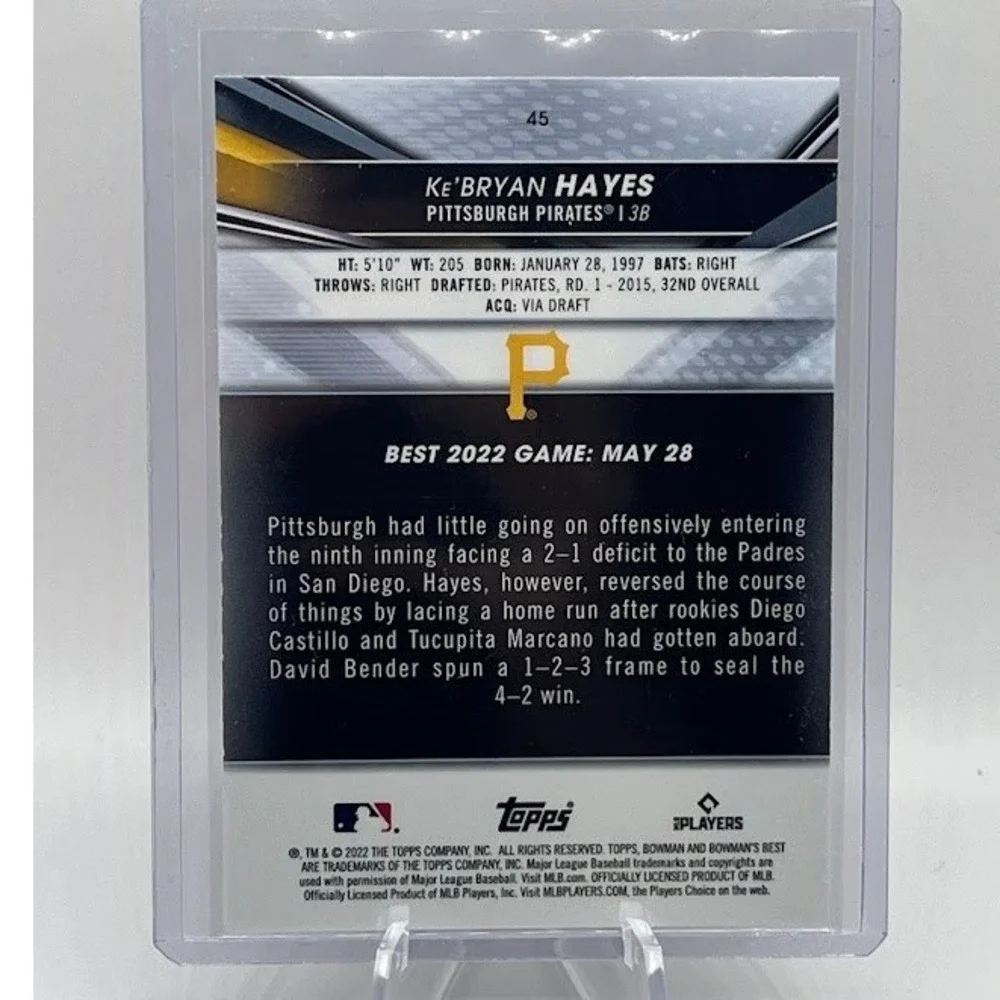 Ke'Bryan Hayes 2022 Bowman's Best 45 MLB Pittsburgh Pirates